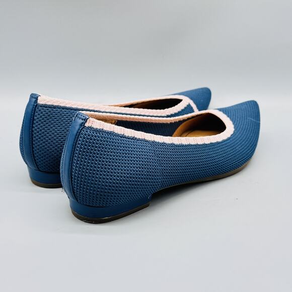 Vionic Shoes Womens 7 Blue Knit Dahlia Ballet Flats Pointed Toe Slip On Comfort - Picture 8 of 12